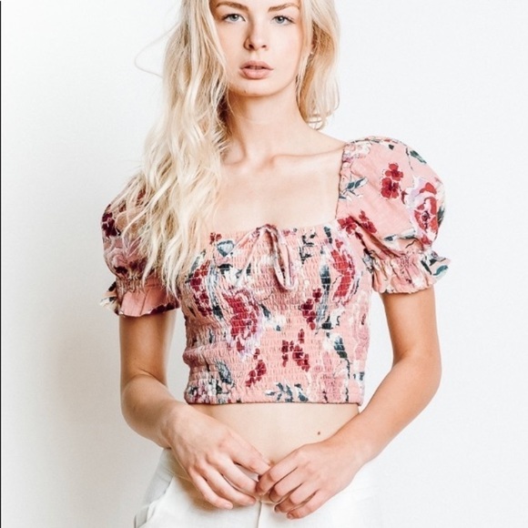 NWT Band of Gypsies mauve puff sleeve crop top size M - Picture 6 of 10